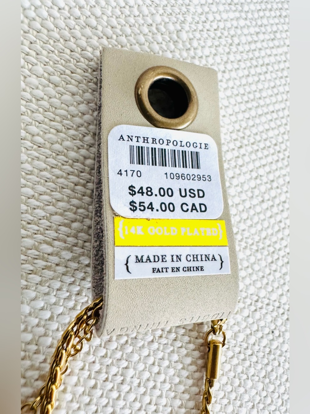 ANTHROPOLOGIE Serefina NWT 14K Gold Plated Crystal Lock Necklace - Picture 6 of 7